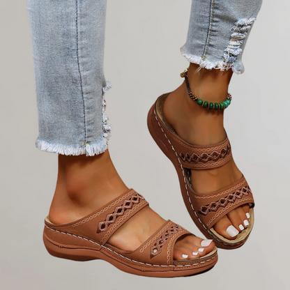 Comfortable women's summer sandals, featuring orthopedic arch support for improved foot health.