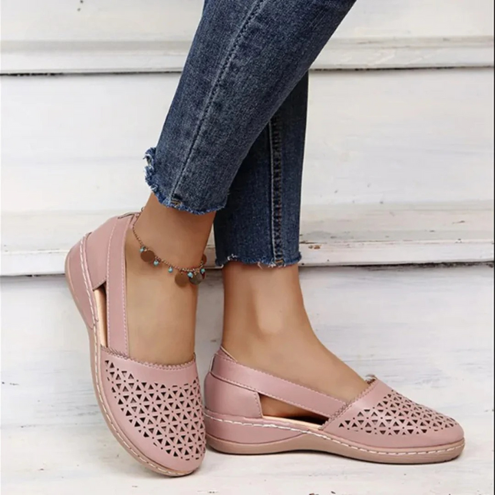 Women's orthopedic summer slip-on shoes with breathable cutout design for all-day comfort and support.
