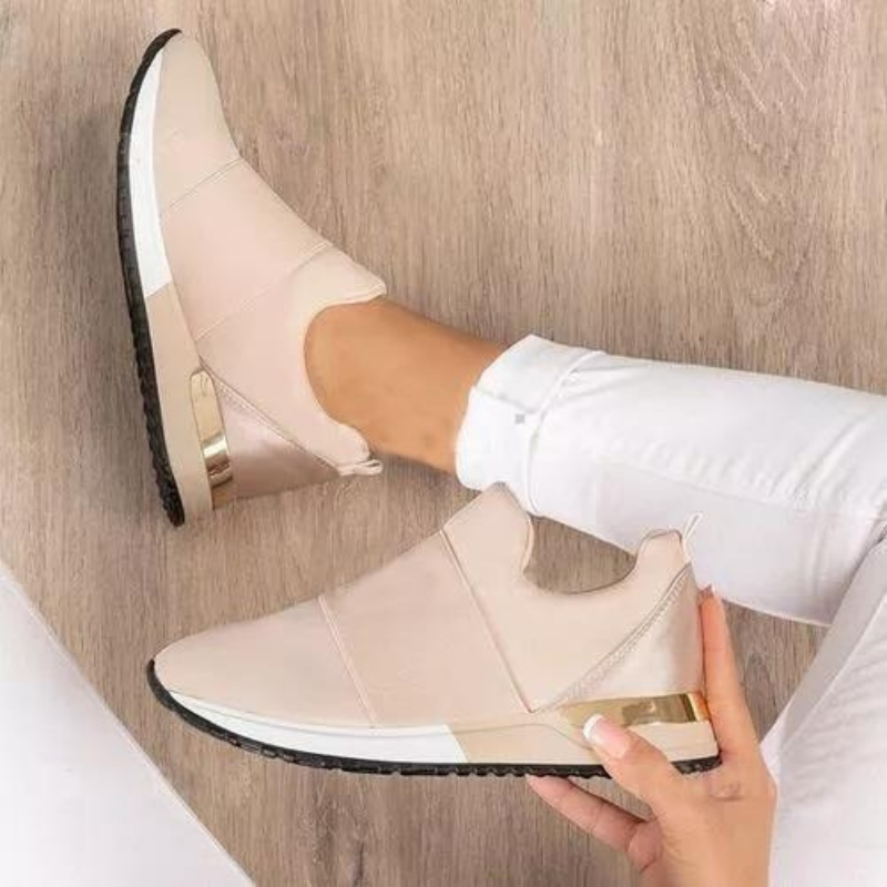 Elegant women's supportive sneakers, blending casual style with superior pain-relieving comfort.