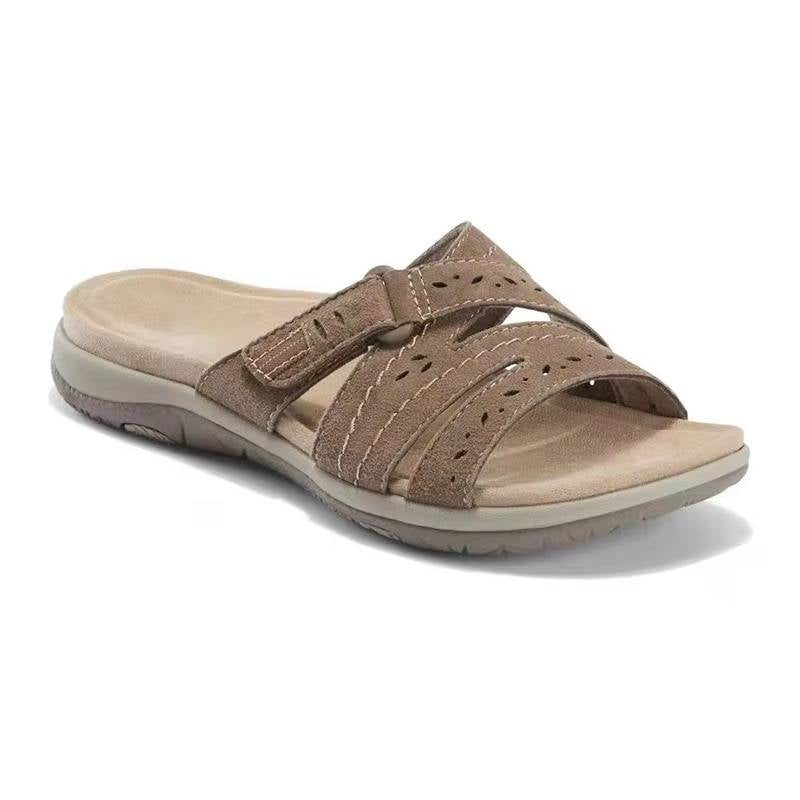 Durable women's orthopedic sandals with comfort arch support, ideal for long walks & pain relief.