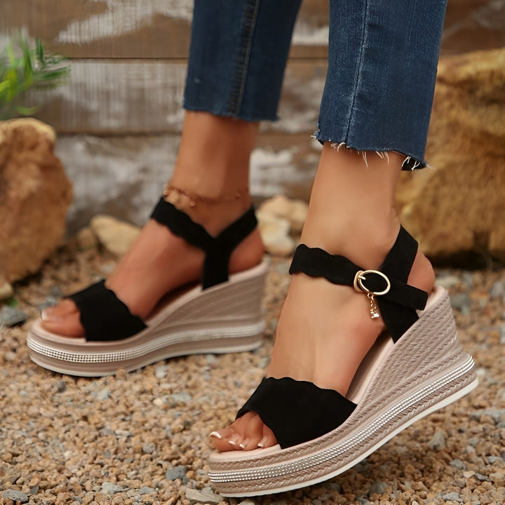 Comfortable women's open-toe sandals, cushioned for walking. Slip-resistant soles, perfect summer orthopedic footwear.