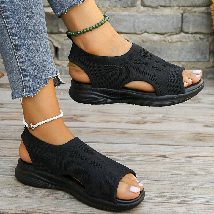 Adjustable women's orthopedic walking sandals with memory foam & arch support.