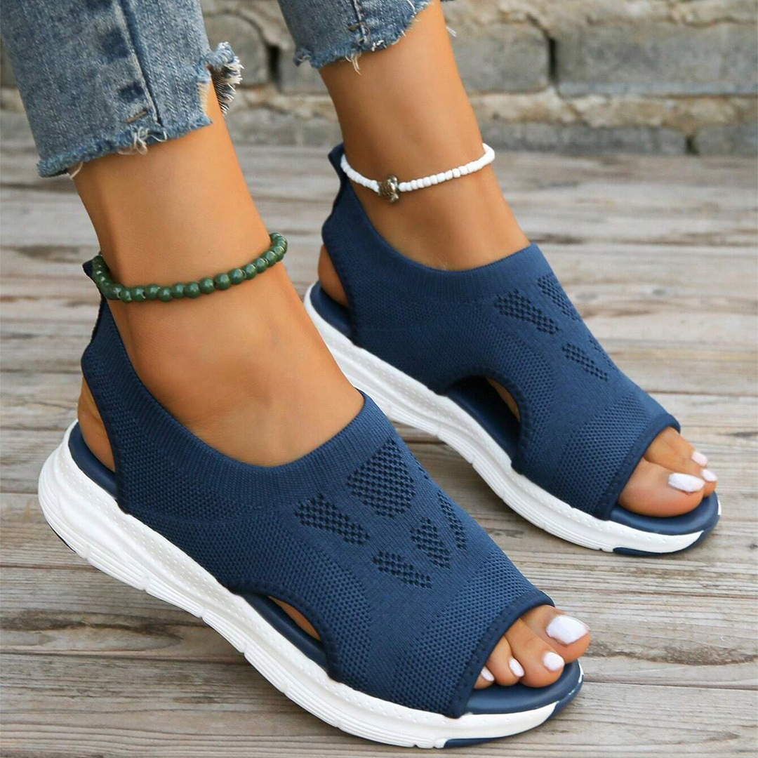 Foot support women's sandals, memory foam insole & orthopedic arch comfort.