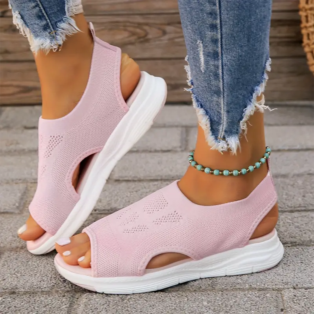 Adjustable women's walking sandals with arch support, memory foam for comfort.