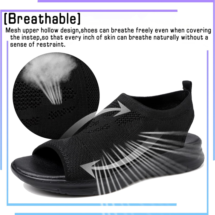 Supportive women's walking sandals with memory foam insole & non-slip sole for summer.