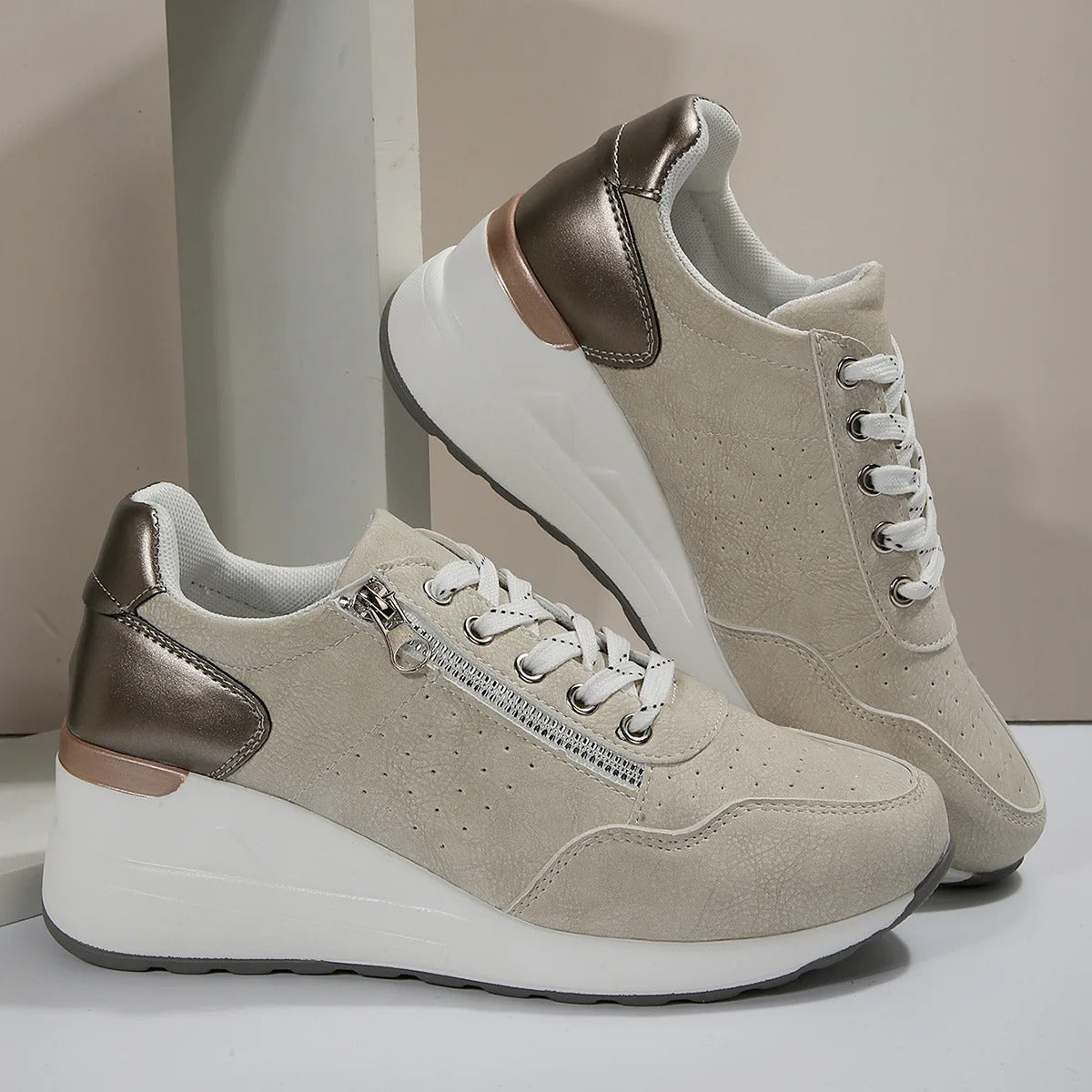 Breathable women's comfort shoes, orthopedic design ensures foot pain relief, arch support & easy walking.