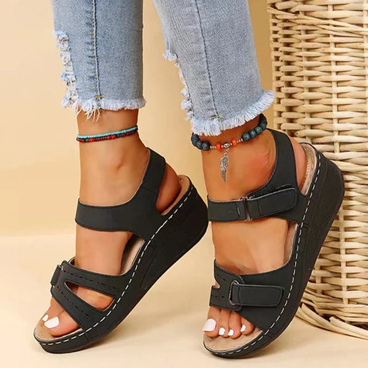 Women's orthopedic wedge sandals, adjustable straps for all-day comfort & foot support.