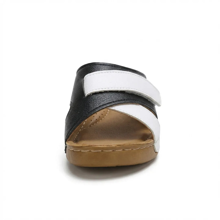 Casual wedge sandals for women, blue, providing comfort & excellent foot support.