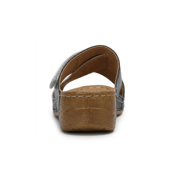 Open-toe orthopedic wedge sandals, white, perfect for summer walks & support.