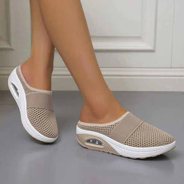 Arch support orthopedic wedge sandals for women, designed for walking comfort & shock absorption.