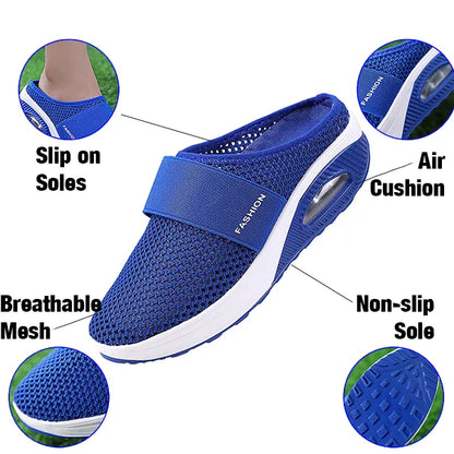 Women's orthopedic wedge slippers with arch support, shock absorption & non-slip sole.