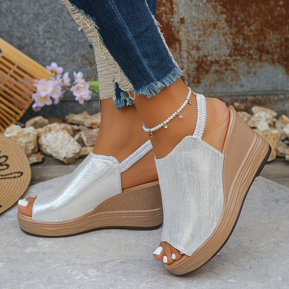 Stylish women's orthopedic open-toe wedge sandals for everyday comfort & essential arch support.