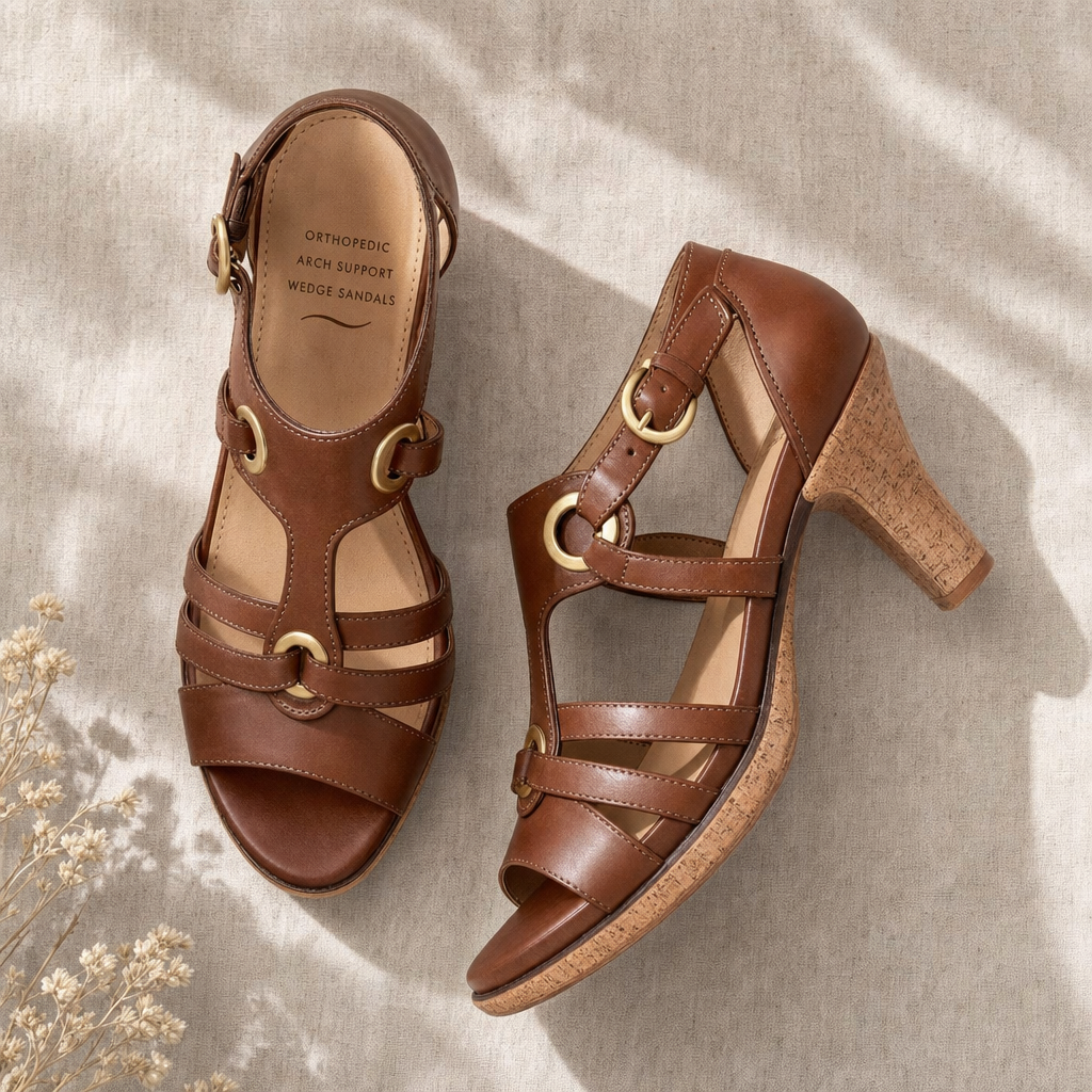 Comfortable women's footwear: orthopedic arch support wedge sandals for summer.