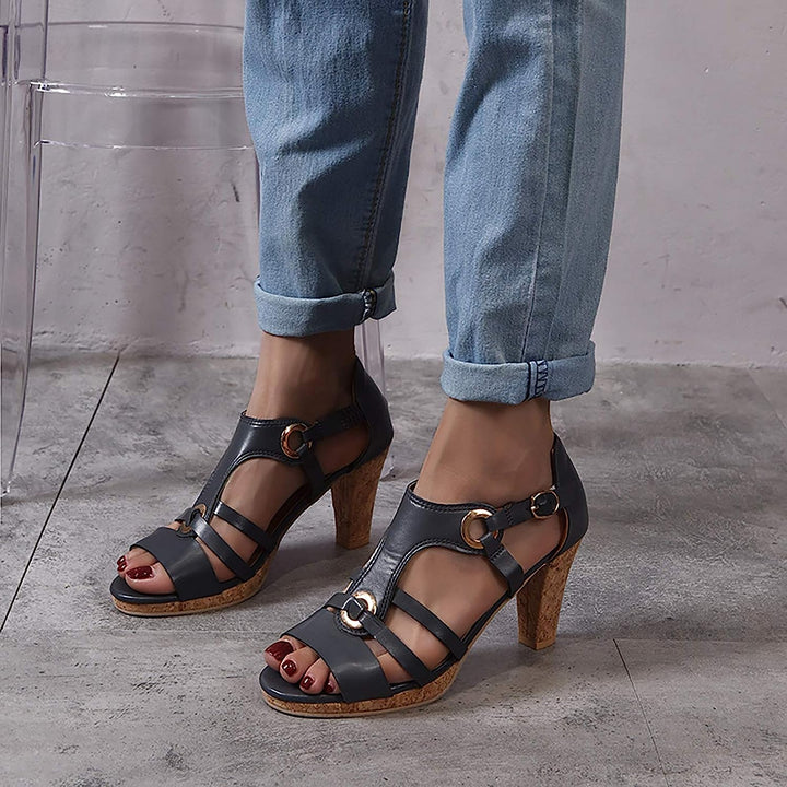 Orthopedic open-toe wedge sandals for women, designed for arch support & summer comfort.
