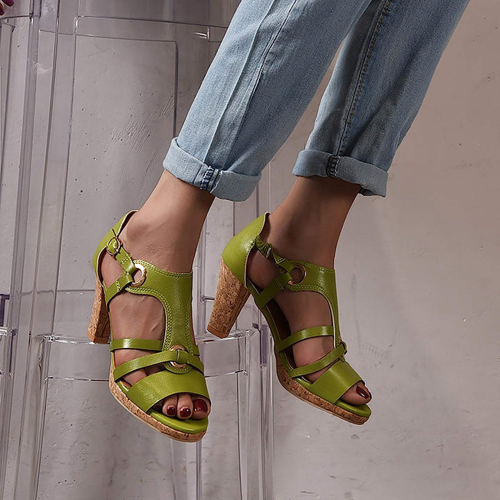 Elegant women's wedge sandals with arch support, providing orthopedic comfort for summer.