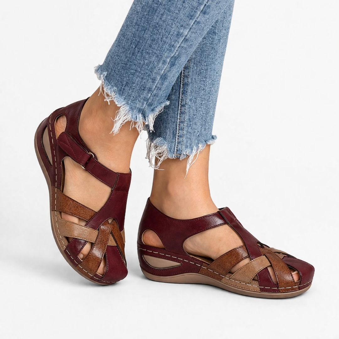Stylish women's orthopedic wedge sandals featuring an adjustable strap & cushioned sole for all-day comfort.