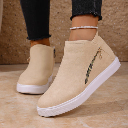 Easy-on women's zip closure sneakers, ideal for walking & everyday comfort with arch support.