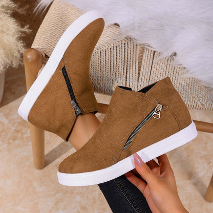 Stylish women's comfort shoes, orthopedic zip sneakers providing arch support & everyday elegance.