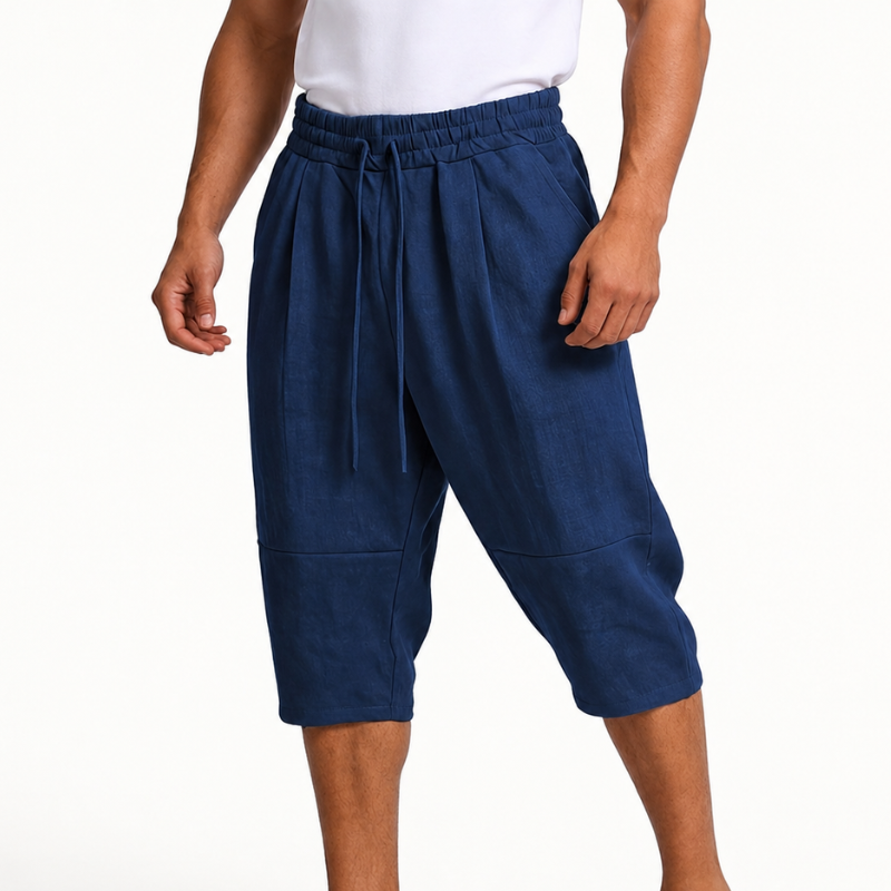 Comfortable women's cropped pants with an elastic drawstring waist, perfect for relaxed casual wear and style.