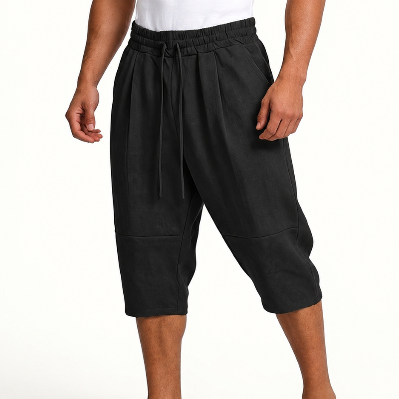 Relaxed fit women's cropped pants, comfortable and casual with a drawstring waist, perfect for warm weather fashion.