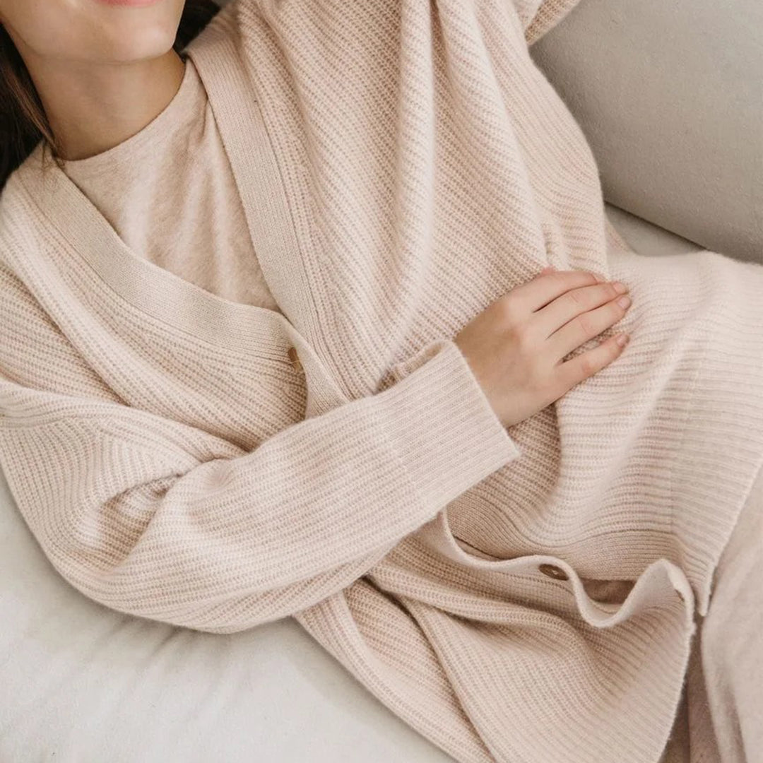 Wardrobe essential women's oversized button-up cardigan for relaxed winter style.