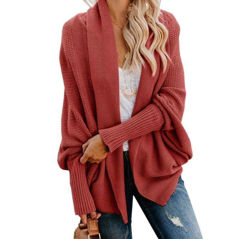 Fashion-forward women's long sleeve knit cardigan, a versatile oversized layering essential.