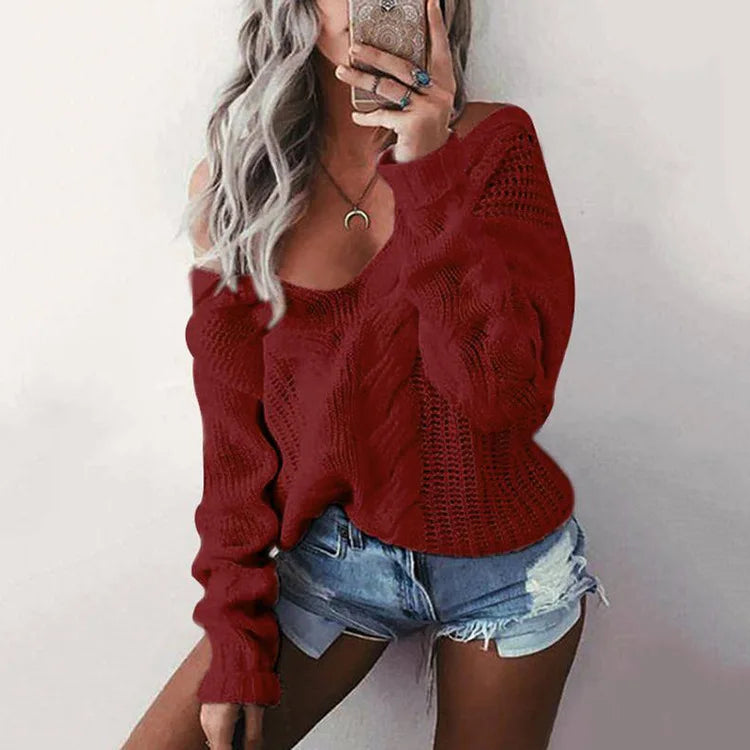 Women's oversized knit sweater, a versatile long sleeve layering piece for casual autumn & winter outfits.