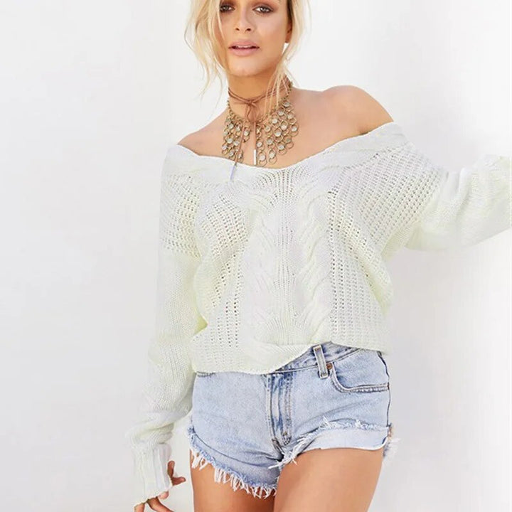 Autumn fashion women's oversized knit sweater, long sleeves, perfect for casual wear & winter comfort.