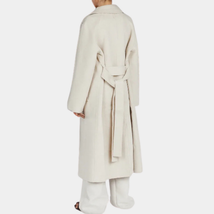 Versatile women's oversized long trench coat with belt, ideal for elegant fall fashion or a chic spring jacket.