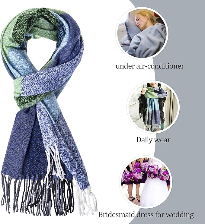 Checked pattern oversized winter scarf for women, a cozy and soft touch wrap.