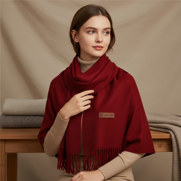 Women's oversized soft winter scarf in a solid color, perfect for cozy fashion & cold weather comfort.