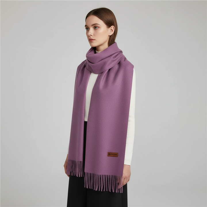 Solid color oversized women's winter scarf, a soft and cozy fashion wrap for elegant cold weather styling.