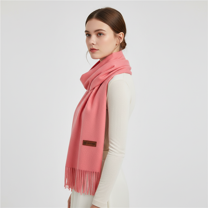 Luxurious oversized women's wrap scarf, soft & warm, ideal for fall-winter cozy fashion & elegant accessorizing.