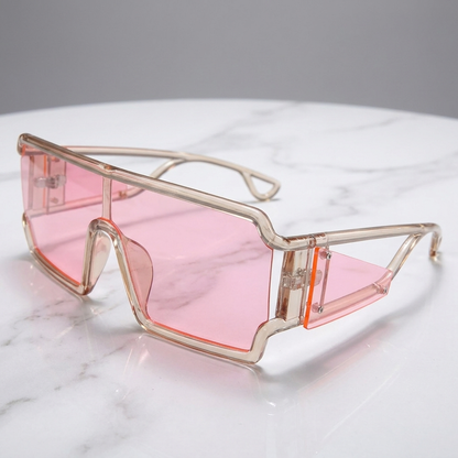 Chic women's oversized square frame sunglasses with UV400 & anti-reflective gradient lenses for stylish women.