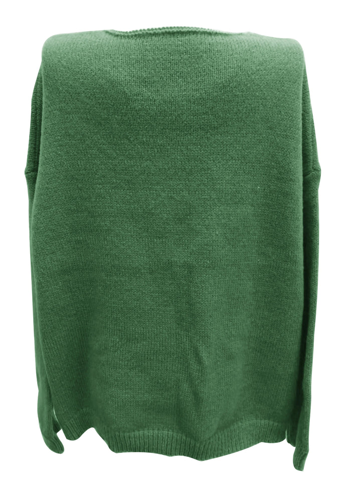 Women's plus size oversized V-neck sweater. Cozy long sleeve top for fall & winter elegance.