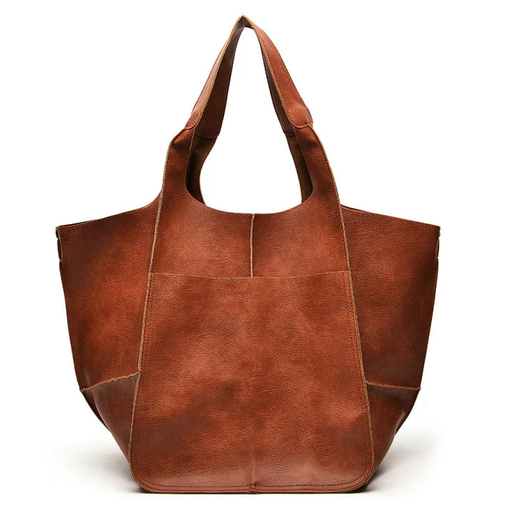 Luxurious women's oversized vintage leather shoulder bag, adds a touch of class to outfits.