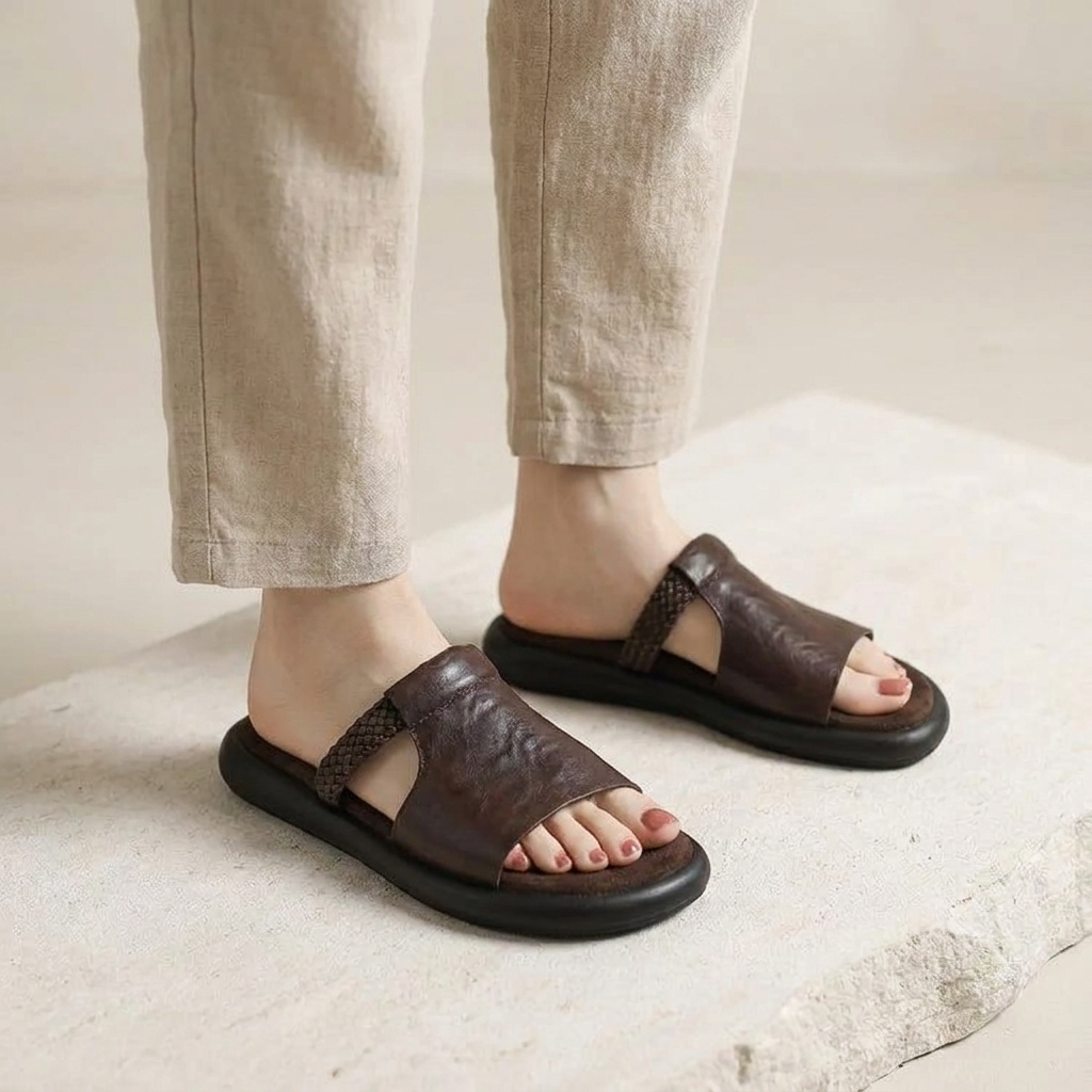 Premium women's Palermo open-toe flat slides, offering comfortable, chic, and versatile slip-on summer footwear.