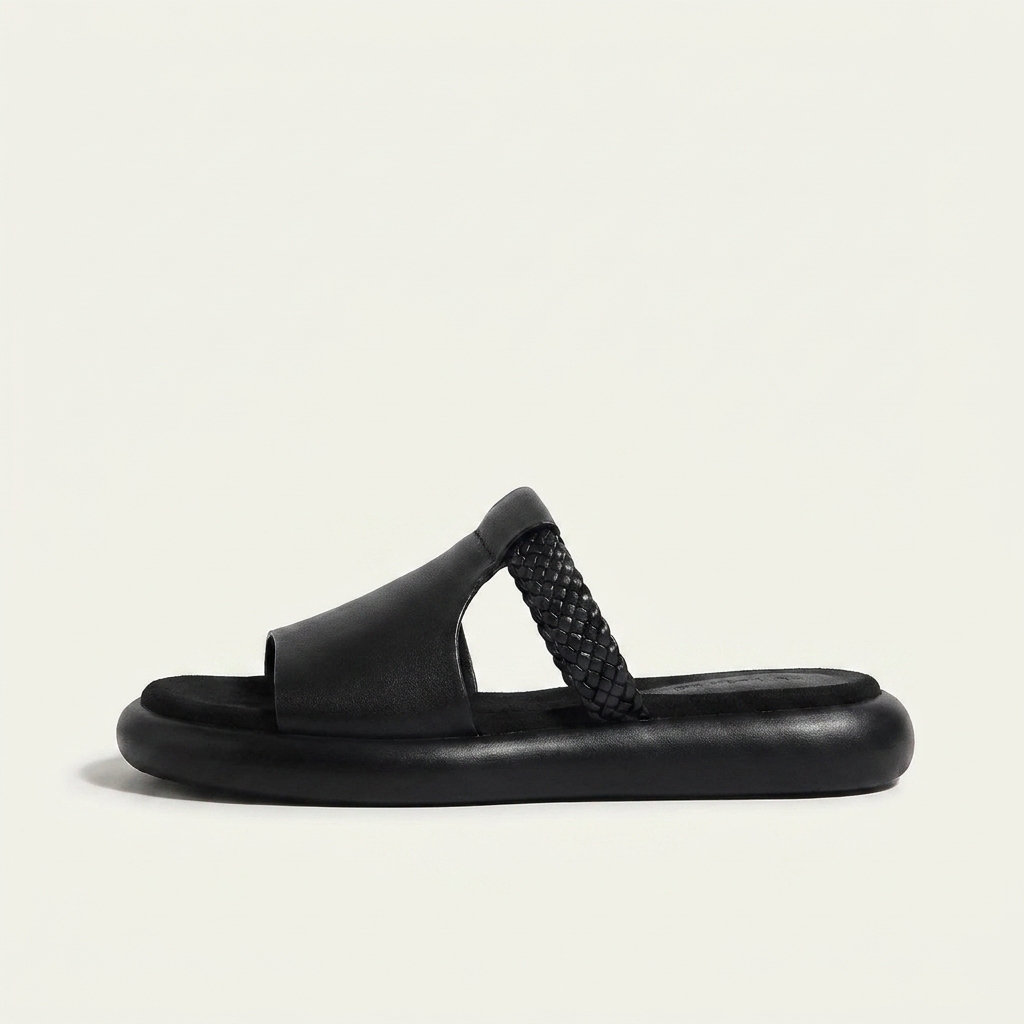 Chic Palermo open-toe flat slides for women, perfect for everyday casual wear and comfortable walking.