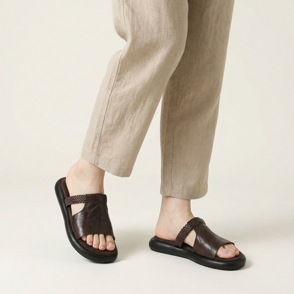 Essential women's Palermo open-toe flat slides, comfortable and stylish for everyday casual spring and summer looks.