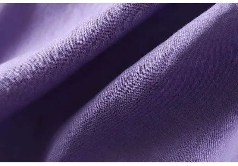 Embroidered purple patterned women's blouse, relaxed fit, V-neck. Elegant & comfortable.