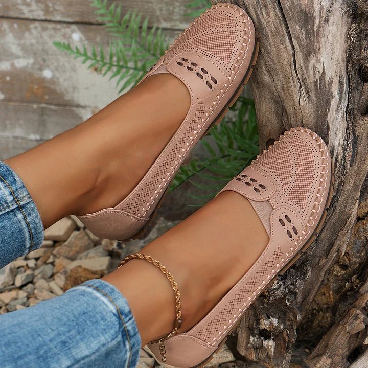 Spring-ready women's orthopedic perforated loafers, easy slip-on casual footwear.