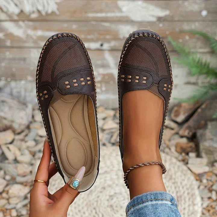 Lightweight summer slip-on loafers for women, featuring perforated design for cool comfort.