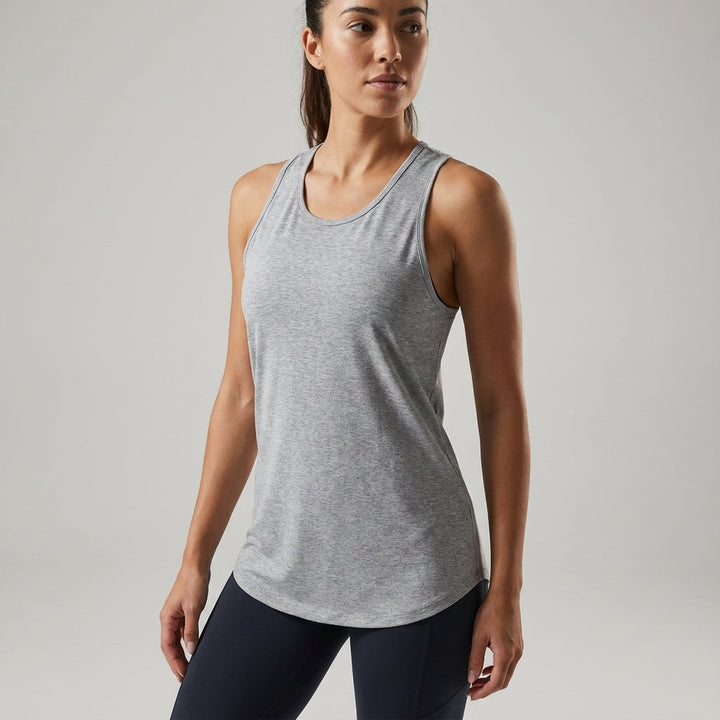 Claire women's elastic sports top. Sleeveless design for gym, fitness, or summer activewear.