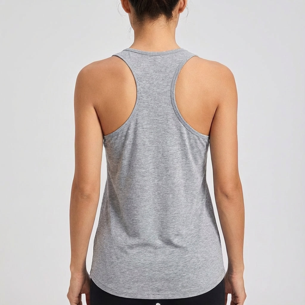 Women's athletic sleeveless top for training, gym, or casual summer wear. Comfortable activewear apparel.