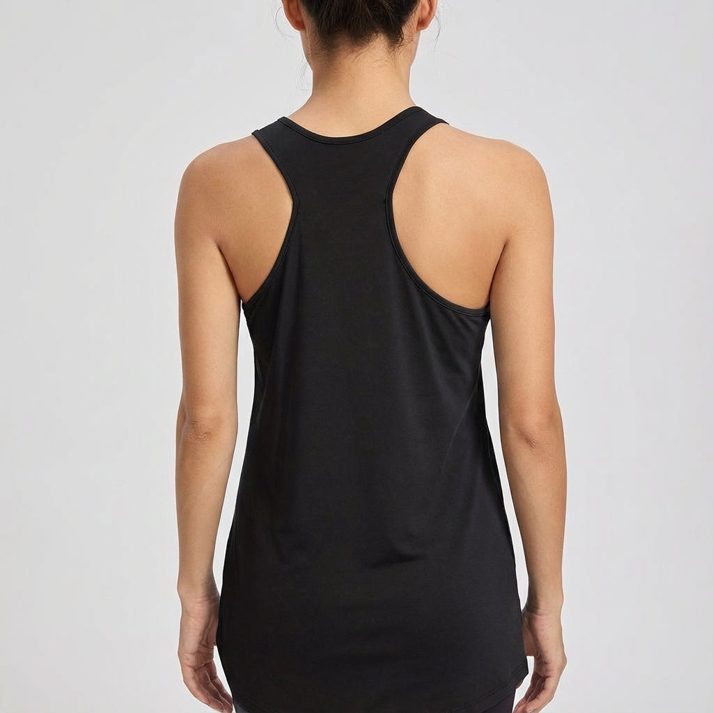 Women's performance sleeveless workout top. Versatile activewear for fitness, training & summer comfort.