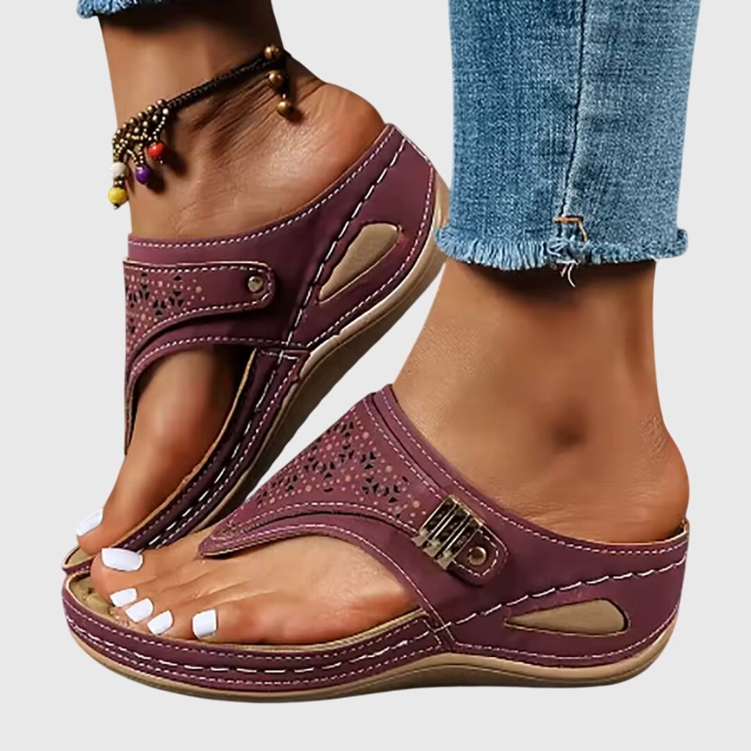 Chic women's platform sandals with ankle strap. Comfortable summer footwear with a chunky heel.
