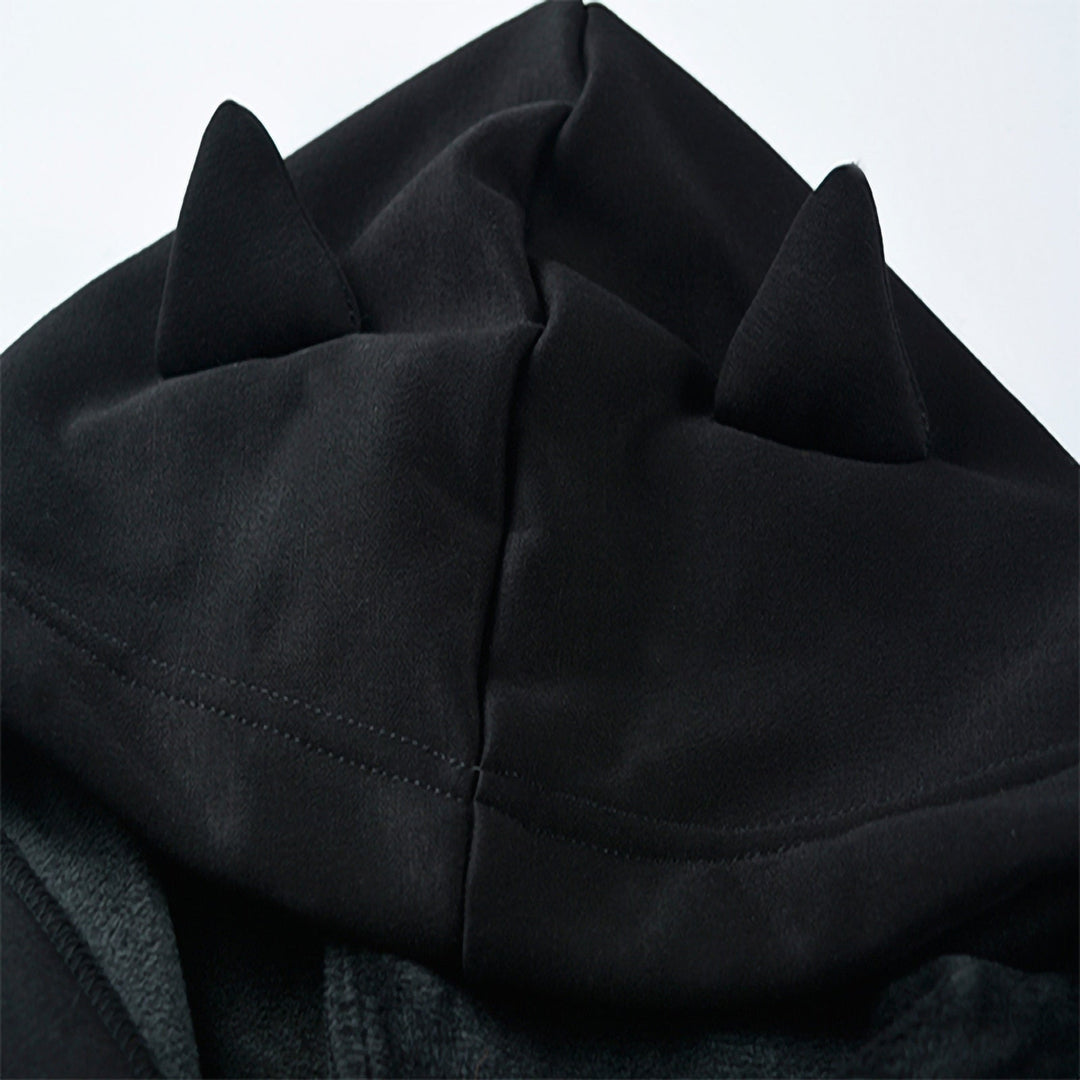 Trendy women's cropped cat ear hoodie in soft fabric, offering a unique, playful and cozy style.