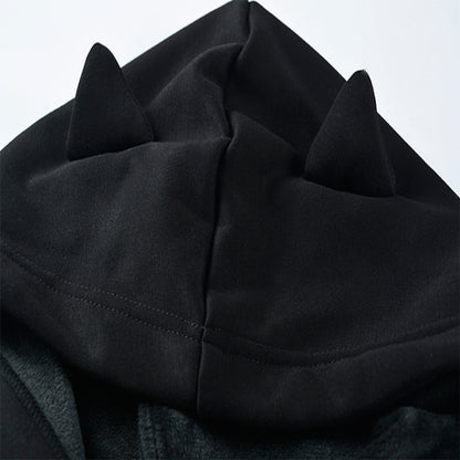 Trendy women's cropped cat ear hoodie in soft fabric, offering a unique, playful and cozy style.