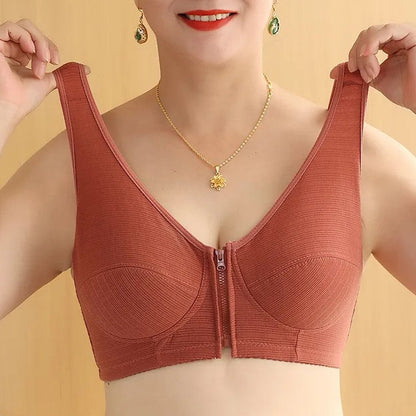 Women's plus size comfort vest bra. Front closure, wirefree for all day support & full figure comfort.