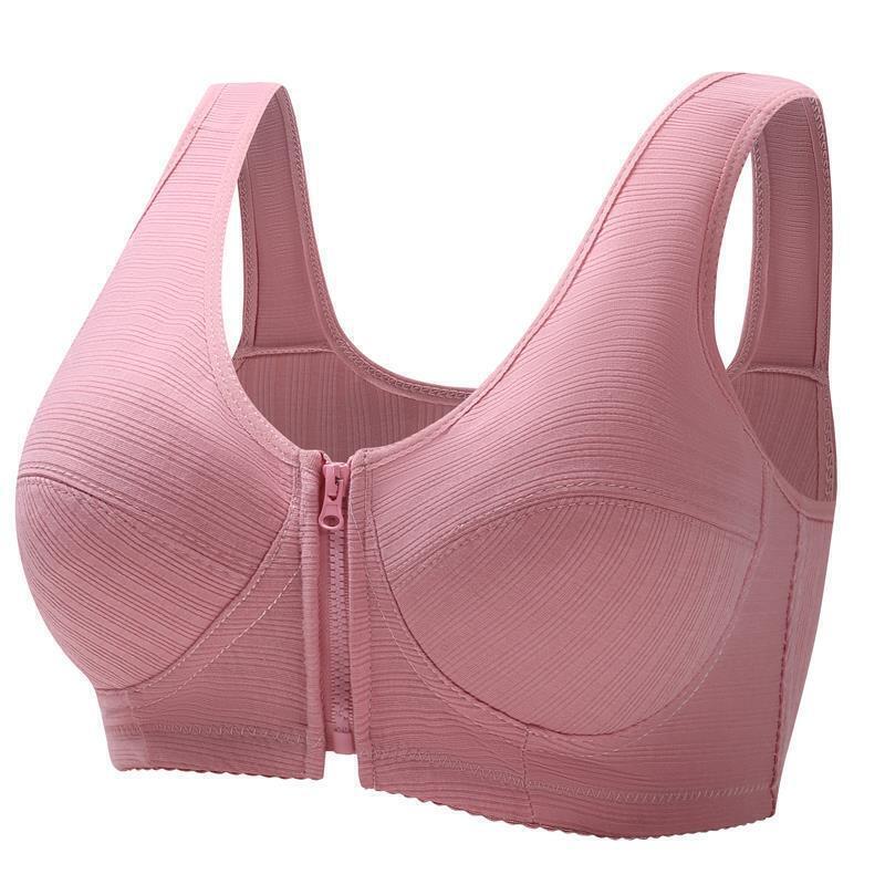 Full figure wirefree comfort bra for plus size women. Vest style, front closure, everyday support.